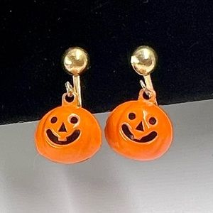 Halloween Pumpkin Clip on Earrings